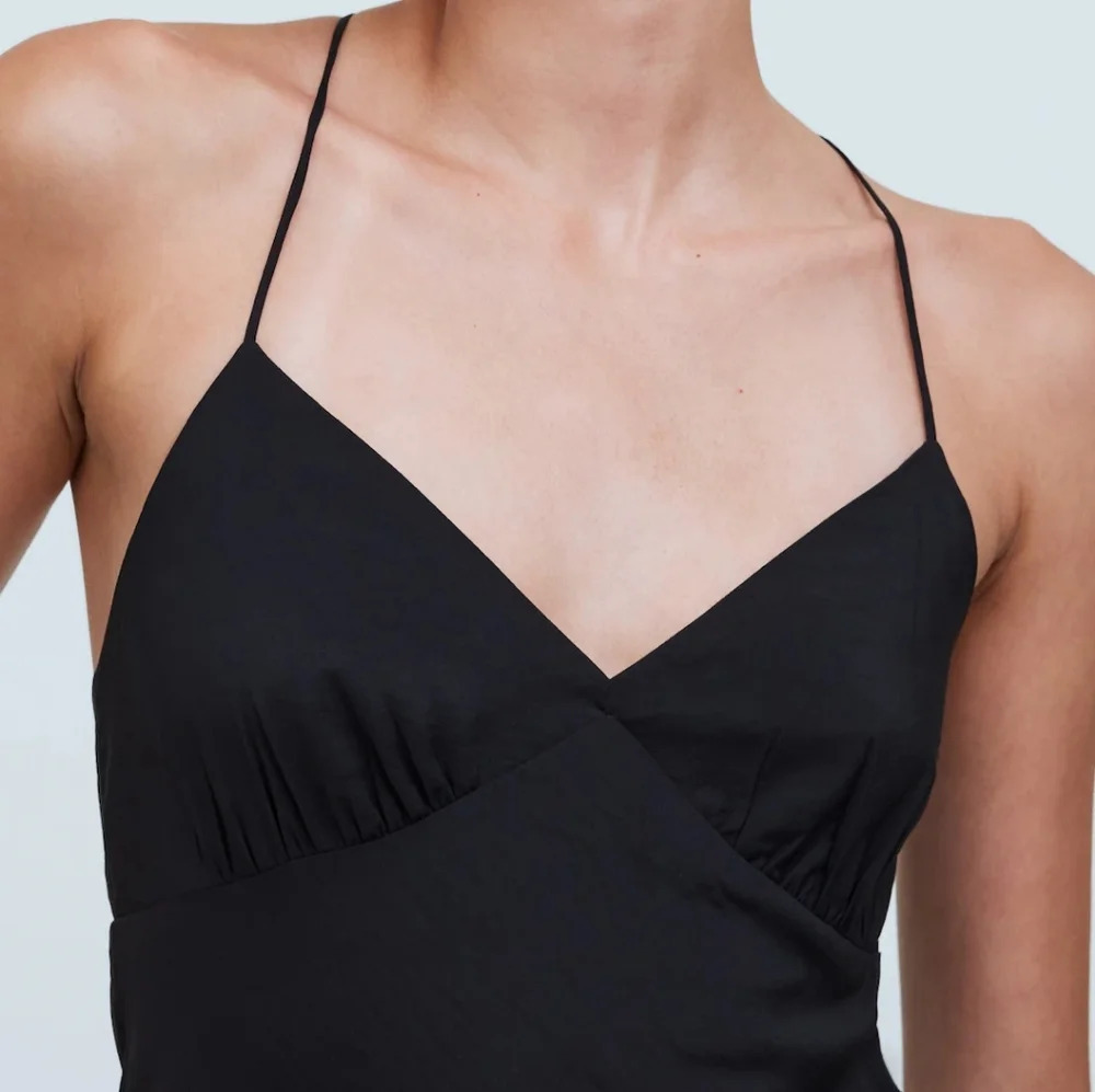 Madewell The Layton Midi Slip Dress Black Women's 10 V-neck Wedding Guest Dainty - Picture 4 of 6